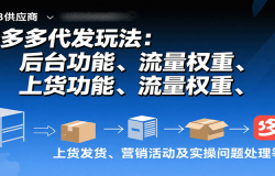 拼多多代发玩法:后台功能、流量权重、上货发货、营销活动及实操问题处理等