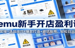 Temu新手开店盈利课:入驻实操+选品技巧+爆款打造+避坑指南,轻松日出万单