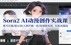 Sora2 AI动漫创作实战课:账号注册/提示词/人物声画一致/短视频变现,轻松