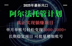 阿尔法托管计划 单账号月入3000-5000,长期稳定项目,新手小白轻松上手