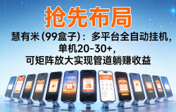 抢先布局慧有米(99盒子):多平台全自动挂机,单机20-30+,可矩阵实现管道