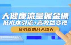 大健康流量掘金课,低成本引流+高收益变现,日引百粉月入过万