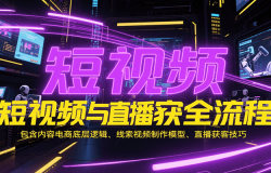 短视频与直播获客全流程,包含内容电商底层逻辑、线索视频制作模型、直播获