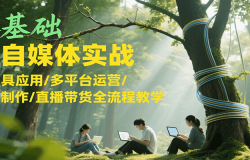 零基础AI自媒体实战,AI工具应用/多平台运营/内容制作/直播带货全流程教学