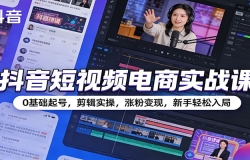 抖音短视频电商实战课:0基础起号,剪辑实操,涨粉变现,新手轻松入局