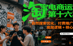 淘宝电商运营第十六期,自然搜索优化,付费推广策略,底层逻辑+核心操作