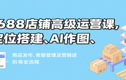 1688店铺高级运营课,定位搭建、AI作图、商品发布、客服管理及营销进阶等全