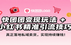 快团团变现玩法+小红书精准引流技巧,真正落地私域卖货,一年从0做到月入3