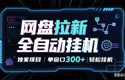 网盘全自动拉新掘金 独家项目 长期稳定 单窗口日入300+ 可矩阵!!!