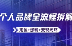 个人品牌全流程拆解:定位+涨粉+变现闭环,微信生态运营与资源整合