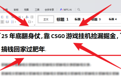 25年底翻身仗,靠CSGO游戏挂机捡漏掘金,搞钱回家过肥年