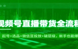 视频号直播带货全流程:起号+选品+微信豆投放+破层级,新手也能爆单
