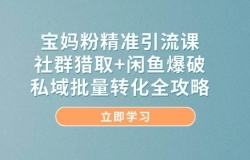 宝妈粉精准引流课,社群猎取+闲鱼爆破,私域批量转化全攻略