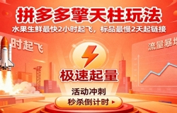 拼多多擎天柱玩法(1.0+1.5),水果生鲜最快2小时起飞,标品最慢2天起链接