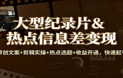 大型纪录片&热点信息差变现:原创文案+剪辑实操+热点选题+收益开通,快速